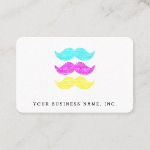 Letterpress Style CMY Mustaches Euro Business Card
