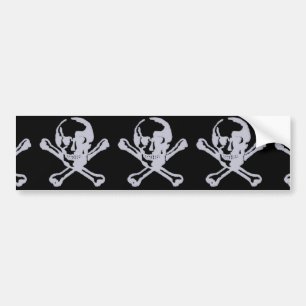 Letterpress Style Jolly Roger Bumper Sticker