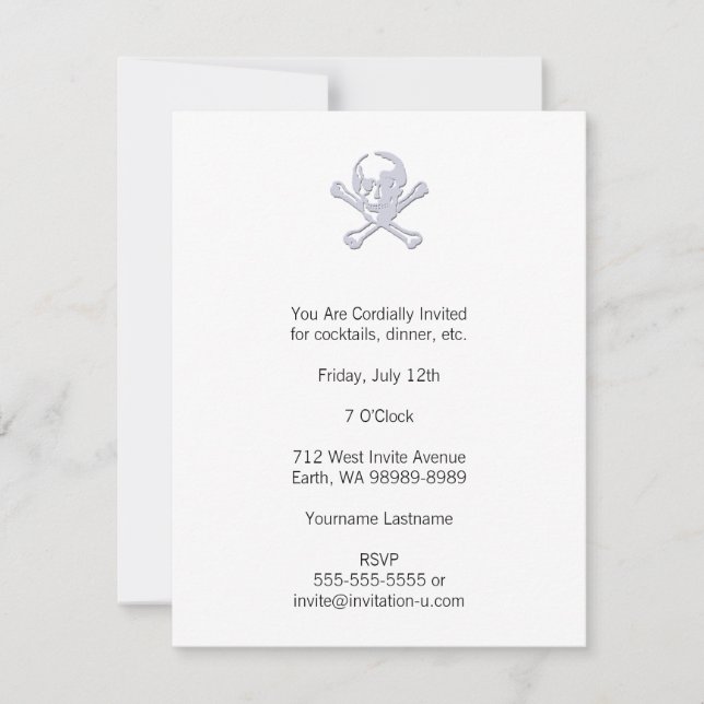 Letterpress Style Jolly Roger Invitation (Front)