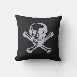 Letterpress Style Jolly Roger Soft-black Throw Pillow