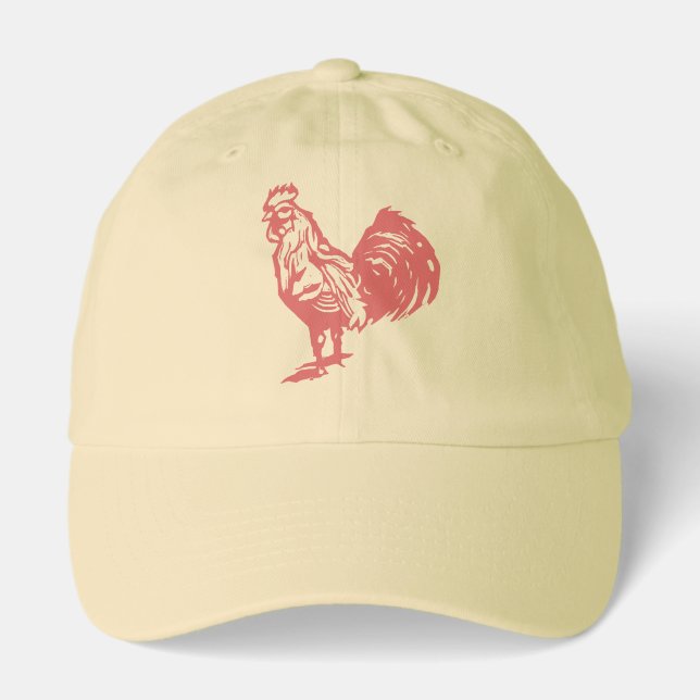 Letterpress Style Red Rooster Hat (Front)