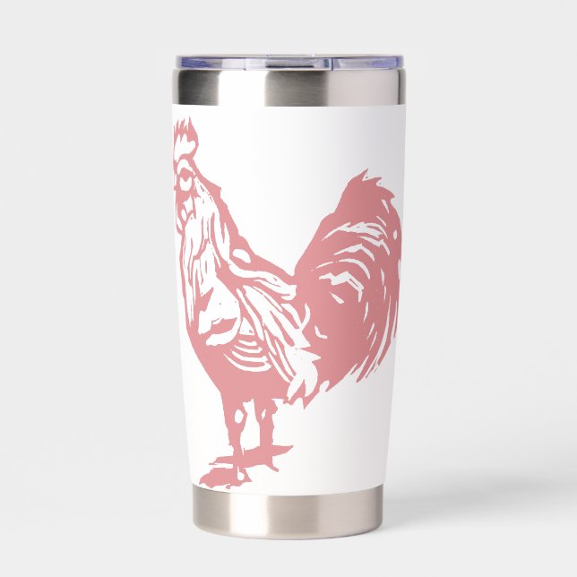 Letterpress Style Red Rooster Insulated Tumbler (Front)