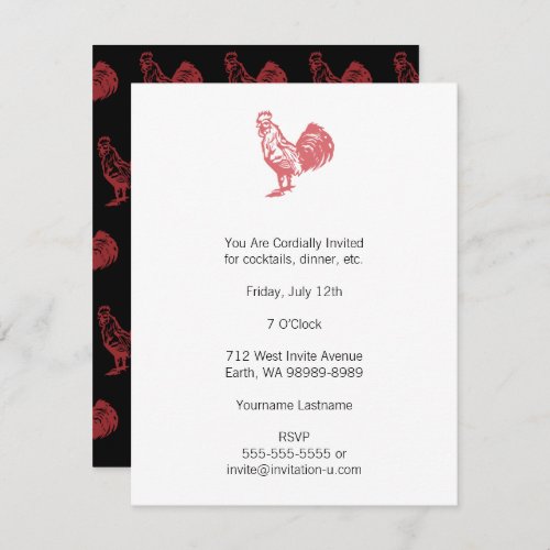 Letterpress Style Red Rooster Invitation