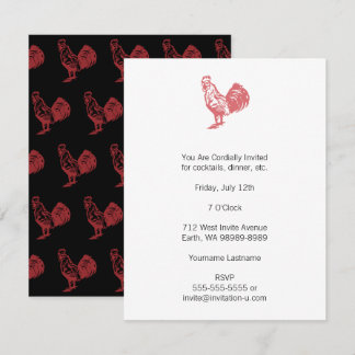 Letterpress Style Red Rooster Invitation