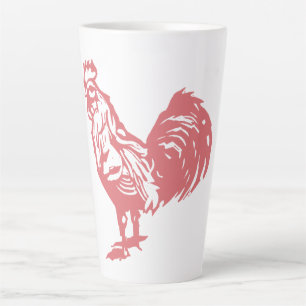 Letterpress Style Red Rooster Latte Mug