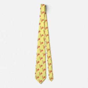 Letterpress Style Red Rooster Neck Tie
