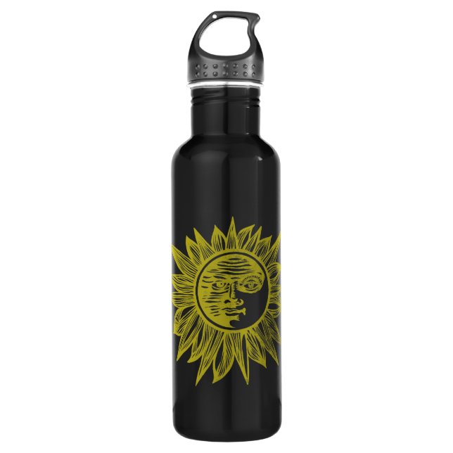 Letterpress Style Sun Water Bottle (Front)
