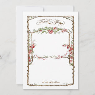 Letterpress Style Vintage Faux Bois Trellis - Red Thank You Card