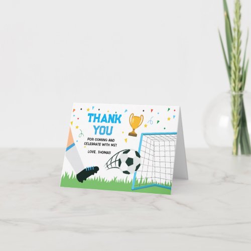 Letterpress Thank You Card Soccer Sport Birthday (
