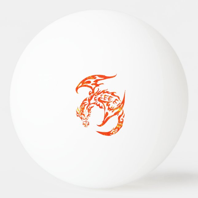 Letterpress Tribal Style Dragon Ping-Pong Ball (Front)
