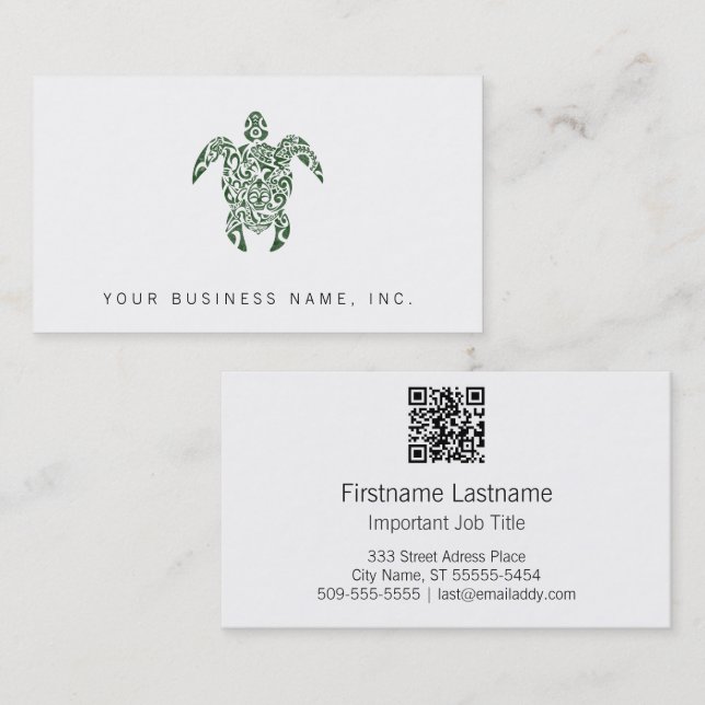 Letterpress Tribal Style Turtle Business Card (Front/Back)