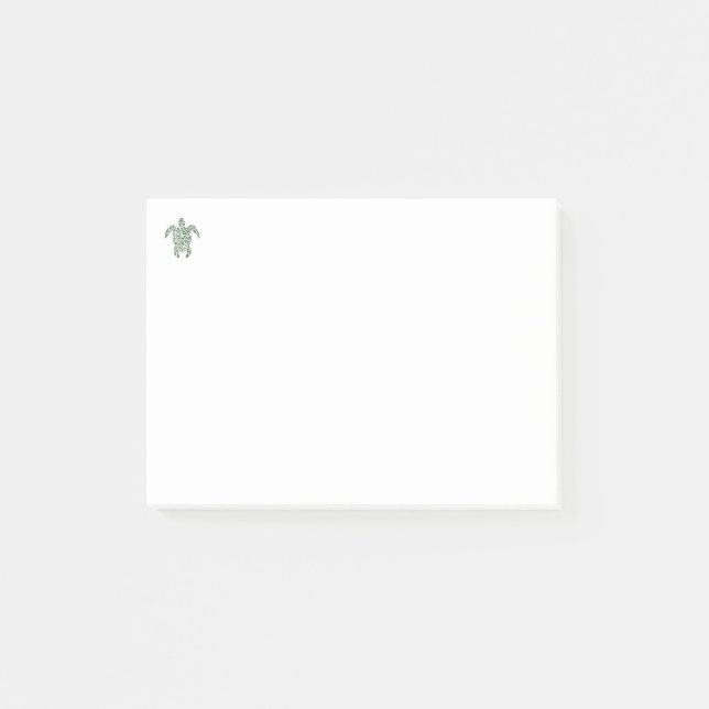 Letterpress Tribal Style Turtle Post-it Notes (Front)