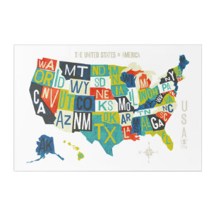 Letterpress USA Map Acrylic Print