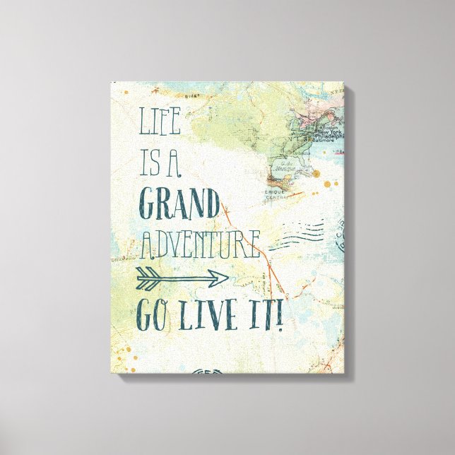 Letterpress USA Map Canvas Print (Front)