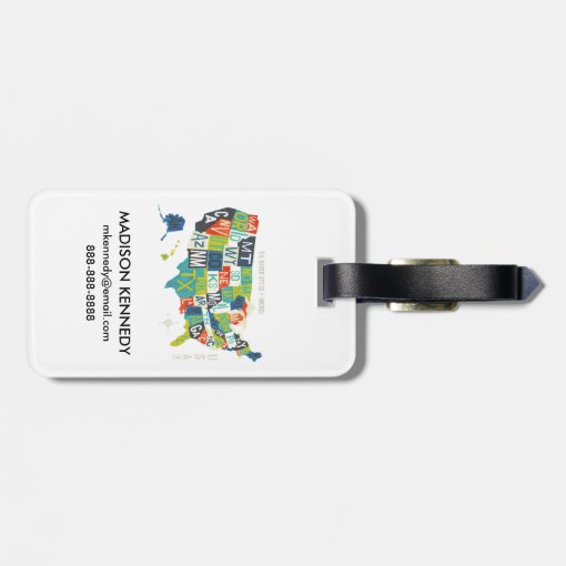 Letterpress USA Map Luggage Tag Zazzle