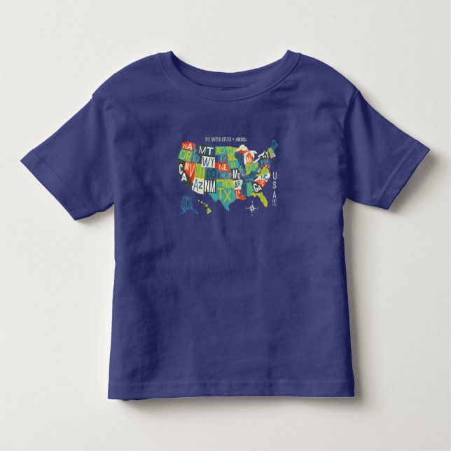 Letterpress USA Map Toddler T-shirt (Front)