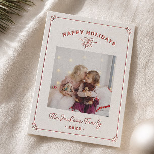 Letterpress Whimsical Frame Christmas Photo Cards