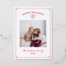Letterpress Whimsical Frame Christmas Photo
