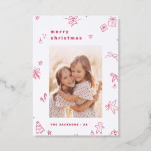 Letterpress Whimsical Scatter Christmas Holiday Photo Cards
