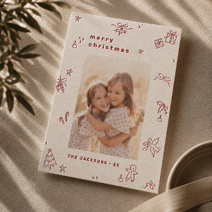 Letterpress Whimsical Scatter Christmas Holiday Photo Cards