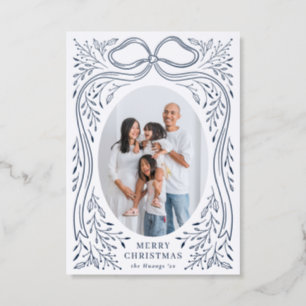 Letterpress Winter Bow Elegant Botanical Christmas Letterpress Photo Cards