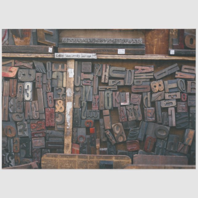 Letterpress Wood Type Decoupage Tissue Paper (Front)