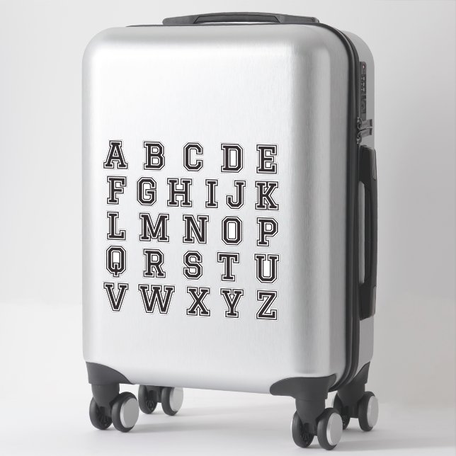 Letters A-Z alphabet black college sports font Sticker (Suitcase)