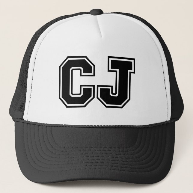 Letters"CJ" Monogram Trucker Hat (Front)