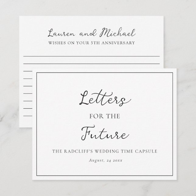 Letters for the Future Wedding Time Capsule Box Note Card (Front/Back)