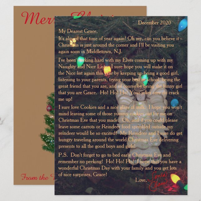 Letters from Santa Angel Lights Holiday Card (Front/Back)