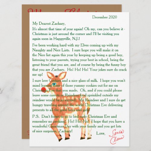 Letters from Santa Blue Eyed Reindeer Holiday Card