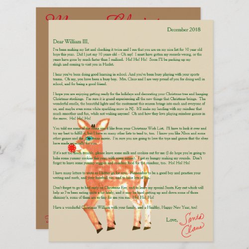 Letters from Santa Blue Eyed Reindeer Holiday Card