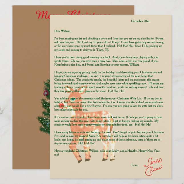 Letters from Santa Blue Eyed Reindeer Holiday Card (Front/Back)