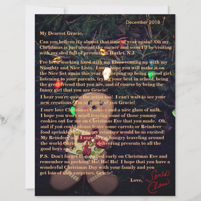 Letters from Santa Gingerbread Man (Front)