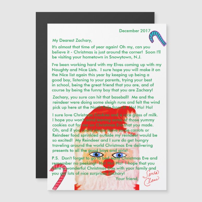 Letters from Santa Magnetic Personalized Letter (Front/Back)