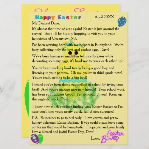 Letters from the Easter Bunny Cute Blue Chick Egg Holiday Card