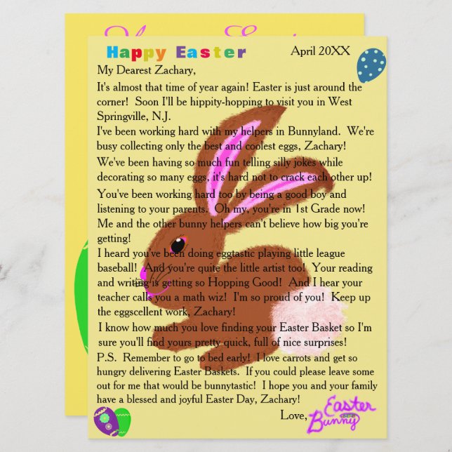 Letters from the Easter Bunny Personalization Holiday Card (Front/Back)