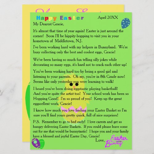 Letters from the Easter Bunny Pink Chick Egg Holiday Card