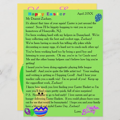 Letters from the Easter Bunny Striped Chick Egg Holiday Card