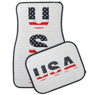 Letters in the Colors of the American Flag Car Floor Mat