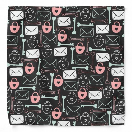 Letters locks and keys on dark mineshaft gray bandana