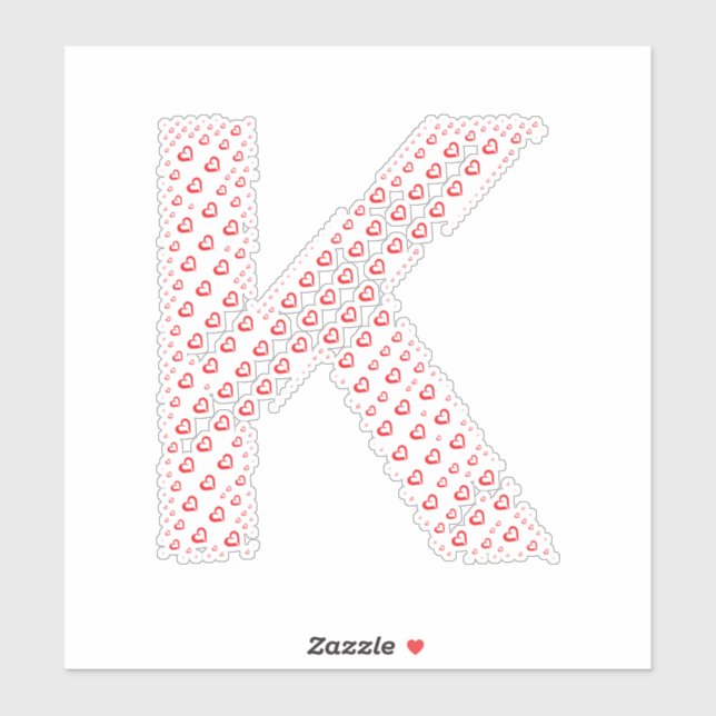 LETTERS MADE UP OF HEARTS STICKER (Sheet)
