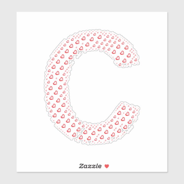 LETTERS MADE UP OF HEARTS STICKER (Sheet)