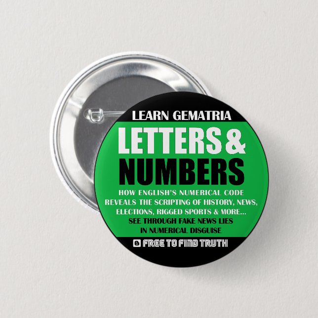Letters & Numbers (Book Promotion Button) Button (Front & Back)
