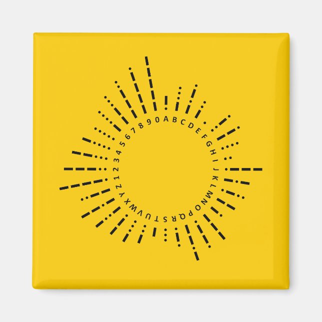 Letters & Numbers in Morse Code – Chart Yellow Magnet (Front)