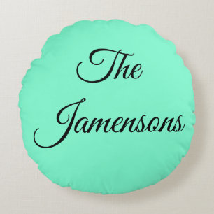 Letters of Grace Black on Mint Green Round Pillow