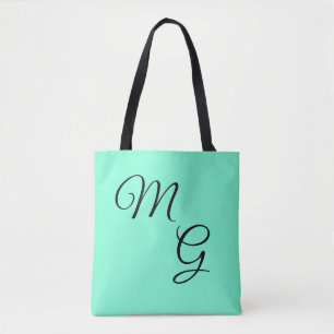Letters of Grace: Black on Mint Green Tote Bag