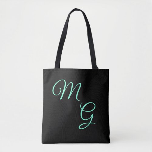 Letters of Grace Mint Green on Black Tote Bag