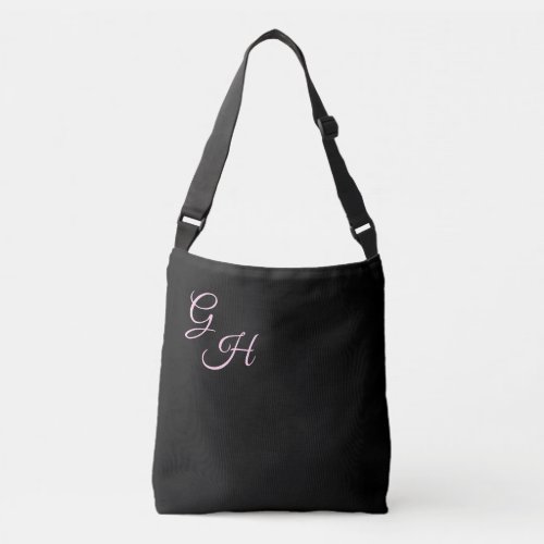 Letters of Grace  Pink on Black Crossbody Bag