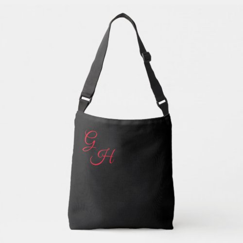Letters of Grace  Red on Black Crossbody Bag